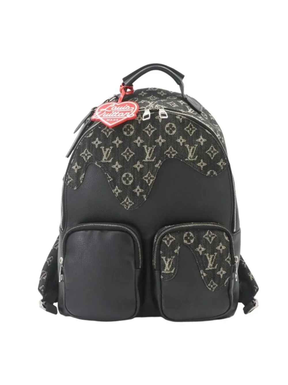 Louis Vuitton LV Squared Multi Pocket Backpack Monogram Denim Leather Noir